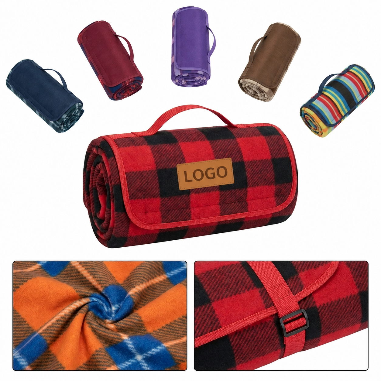 Portable Fleece Outdoor Blanket with Moisture-Resistant Backing