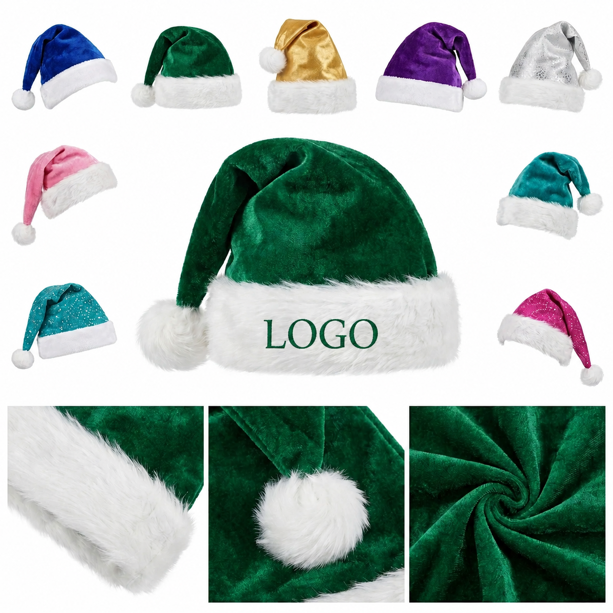 Classic Plush Velvet Holiday Hat with Faux Fur Trim for Festive Events