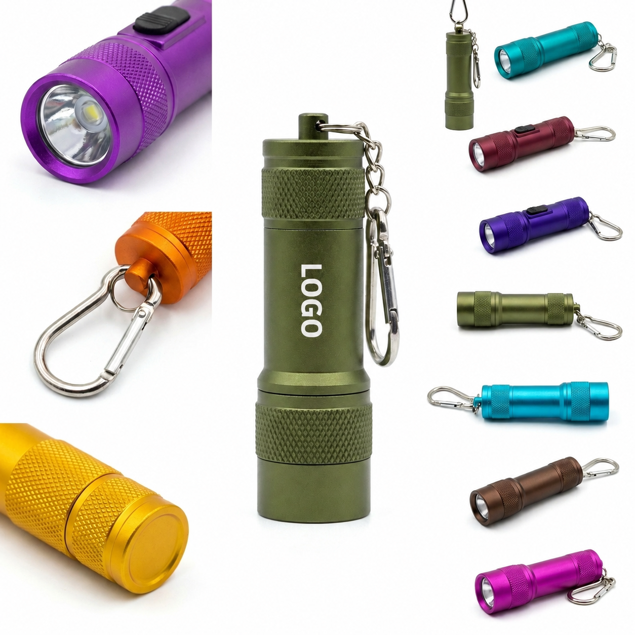 Portable Aluminum LED Keychain Light with Integrated Carabiner