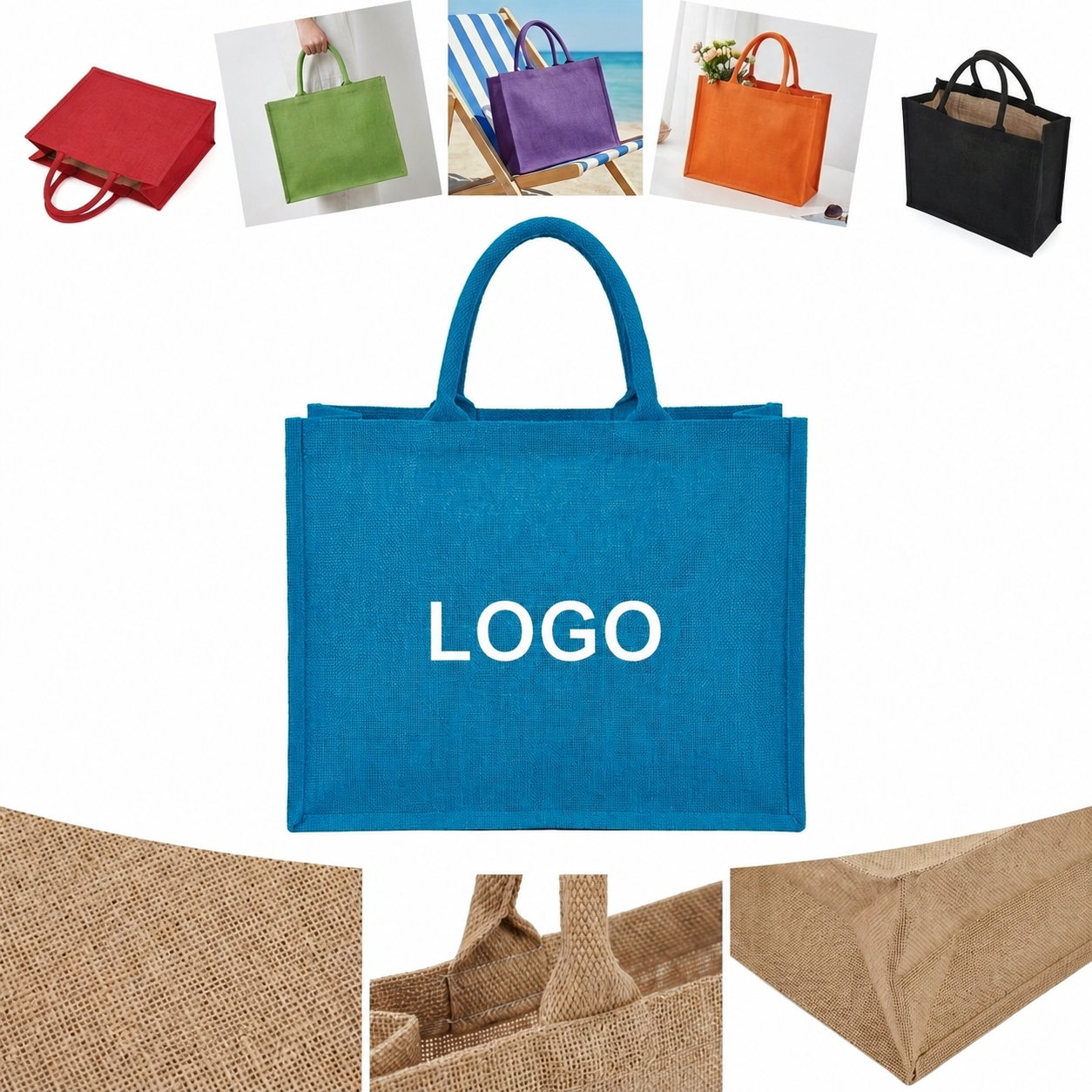 Jute Fiber Market Tote with Integrated Carry Handles