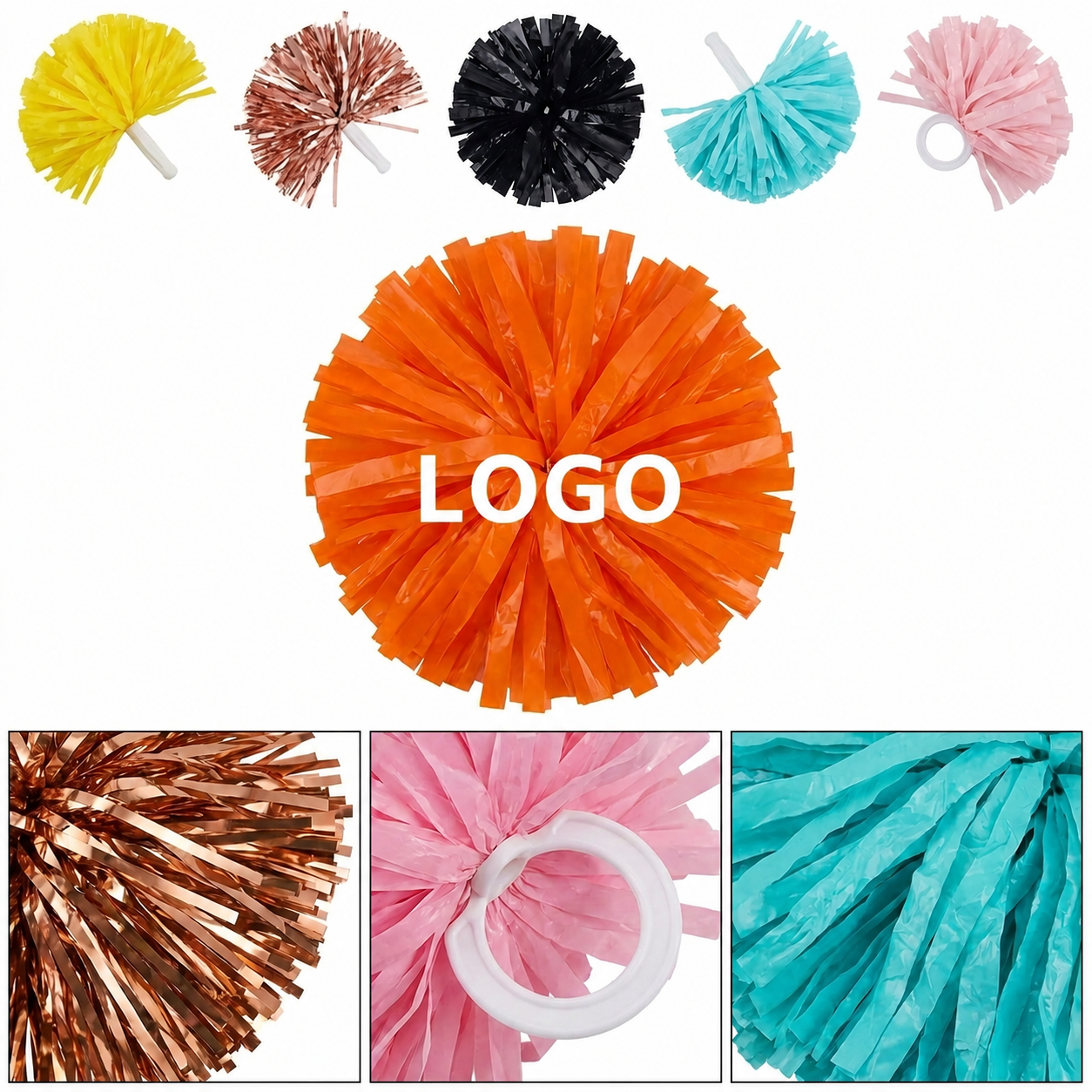 Vibrant 13-Inch Handheld Spirit Pom Poms for Cheerleading and Dance Teams