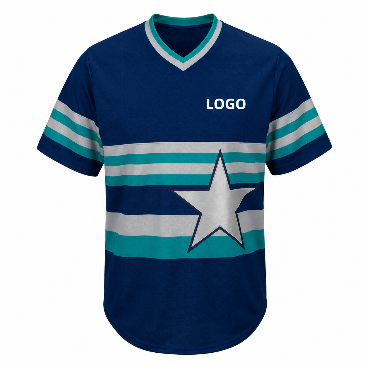Vintage Athletic-Inspired V-Neck Striped Jersey