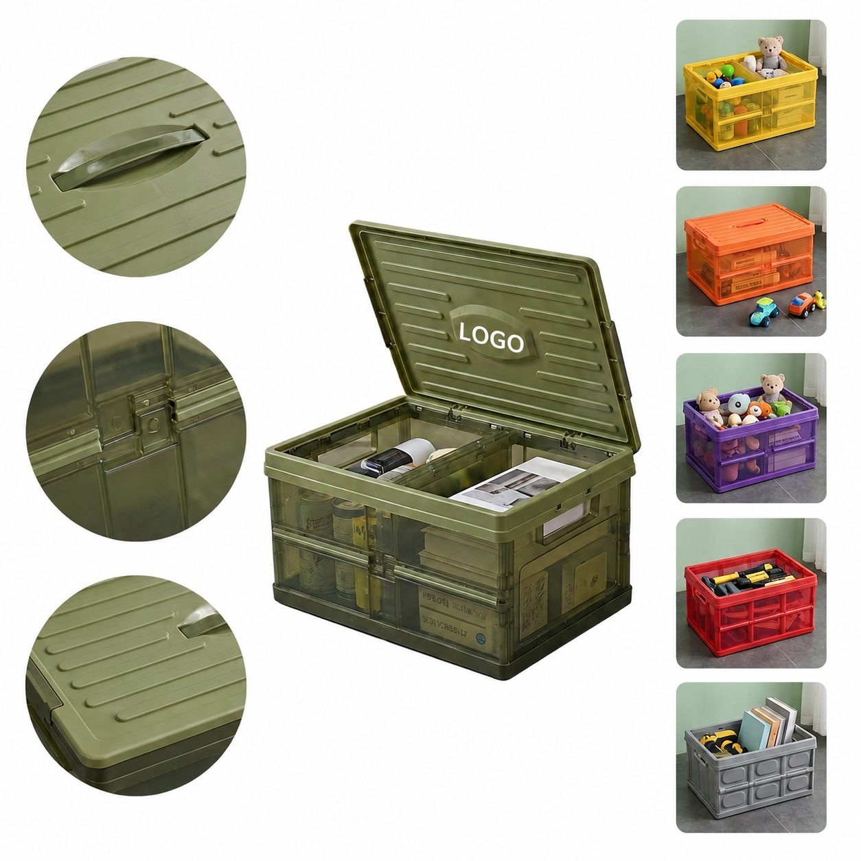 Collapsible Multipurpose Organizer Crate with Protective Lid
