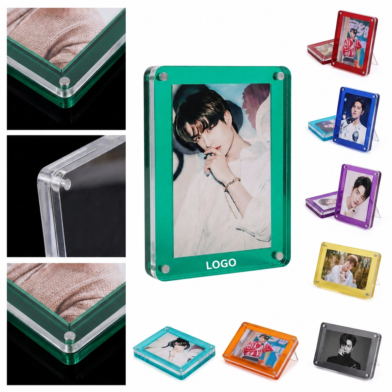 Dual-Layer Magnetic Acrylic Photo Block with Translucent Color Accents