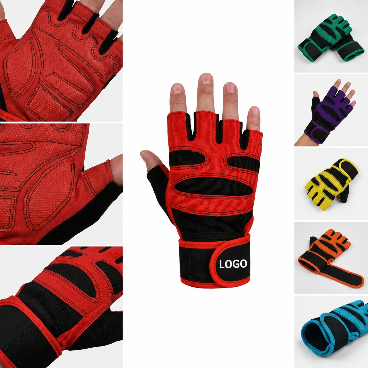 Half-Finger Protective Sport Gloves with Adjustable Wrist Support