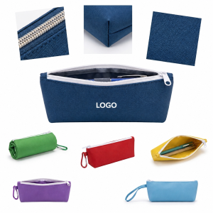 Textured Synthetic Leather Zippered Pouch for Academic and Professional Organization
